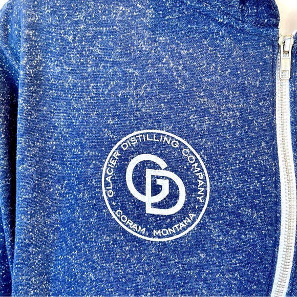 Glacier Distilling Company Zip Up Hoodie Adult XL Blue Speckled - Picture 3 of 4
